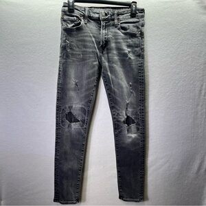 American Eagle Distressed Athletic Skinny‎ Jeans Men’s 29/32 Black Denim 2619